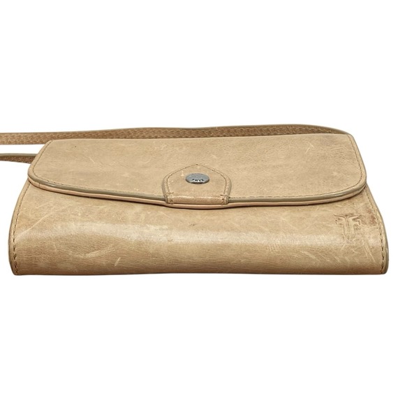 Frye Melissa Wallet Crossbody Bag Distressed Tan Leather Shoulder Purse - Picture 6 of 16